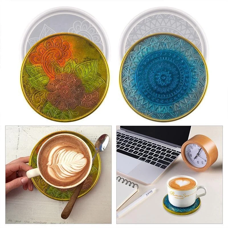 Handmade Creative Round Coaster Silicone Mold DIY Coffee Coaster Craft Tray Making Plaster Epoxy Resin Glass Cup Mat Cast Mould view 2
