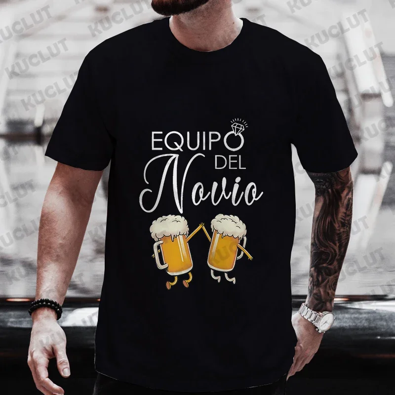 Customization Spanish Evg Team Groom Man T-shirt Boyfriend Single Farewell Oversized Clothing Bachelor Party Beer Graphic Tops