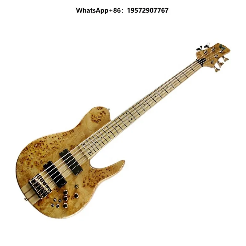 Wood Color Bass 5 Strings Electric Bass Guitar Bass Guitar