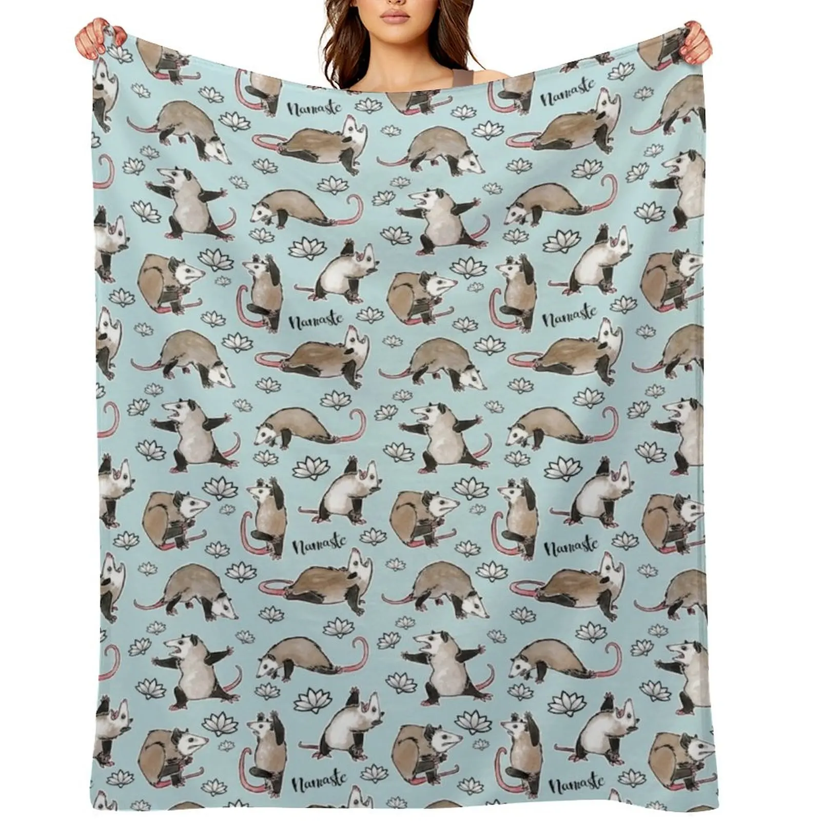 

Awesome Possum | Possum Yoga Postures, aqua Throw Blanket Luxury Throw for sofa blankets ands Baby Blankets