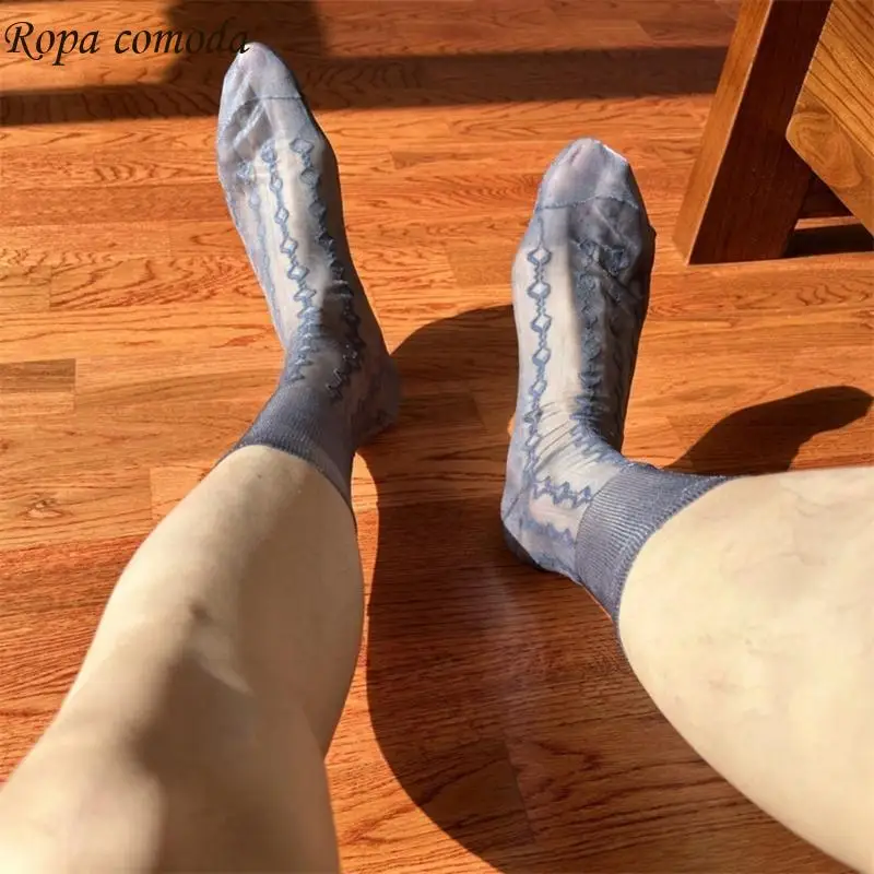 

MXMA Breathable Ankle Socks Stretch Socks Solid Color Work Trouser Socks Men's Dress Socks Middle Tube Socks Gifts