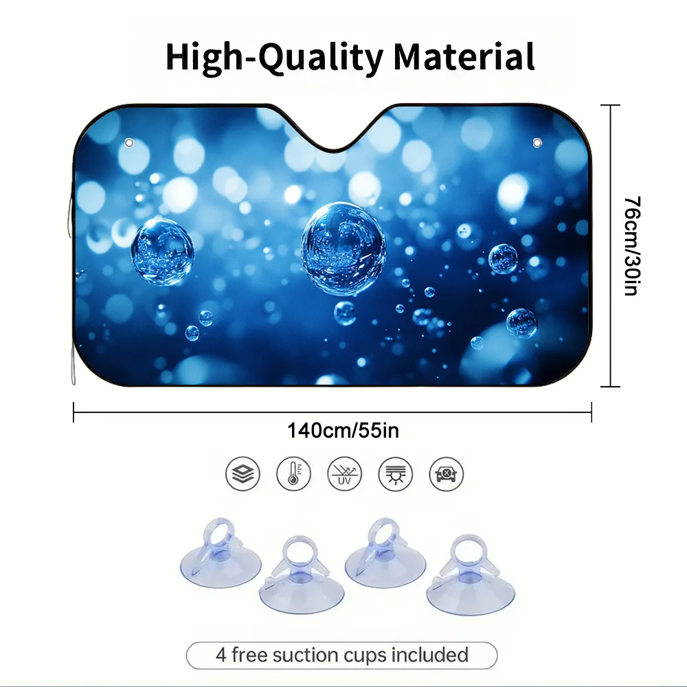 1pc Floating Blue Bubble Car Sunshade, Perfect For Brief Halts And Parking, Helps Lower Heat Accumulation Inside