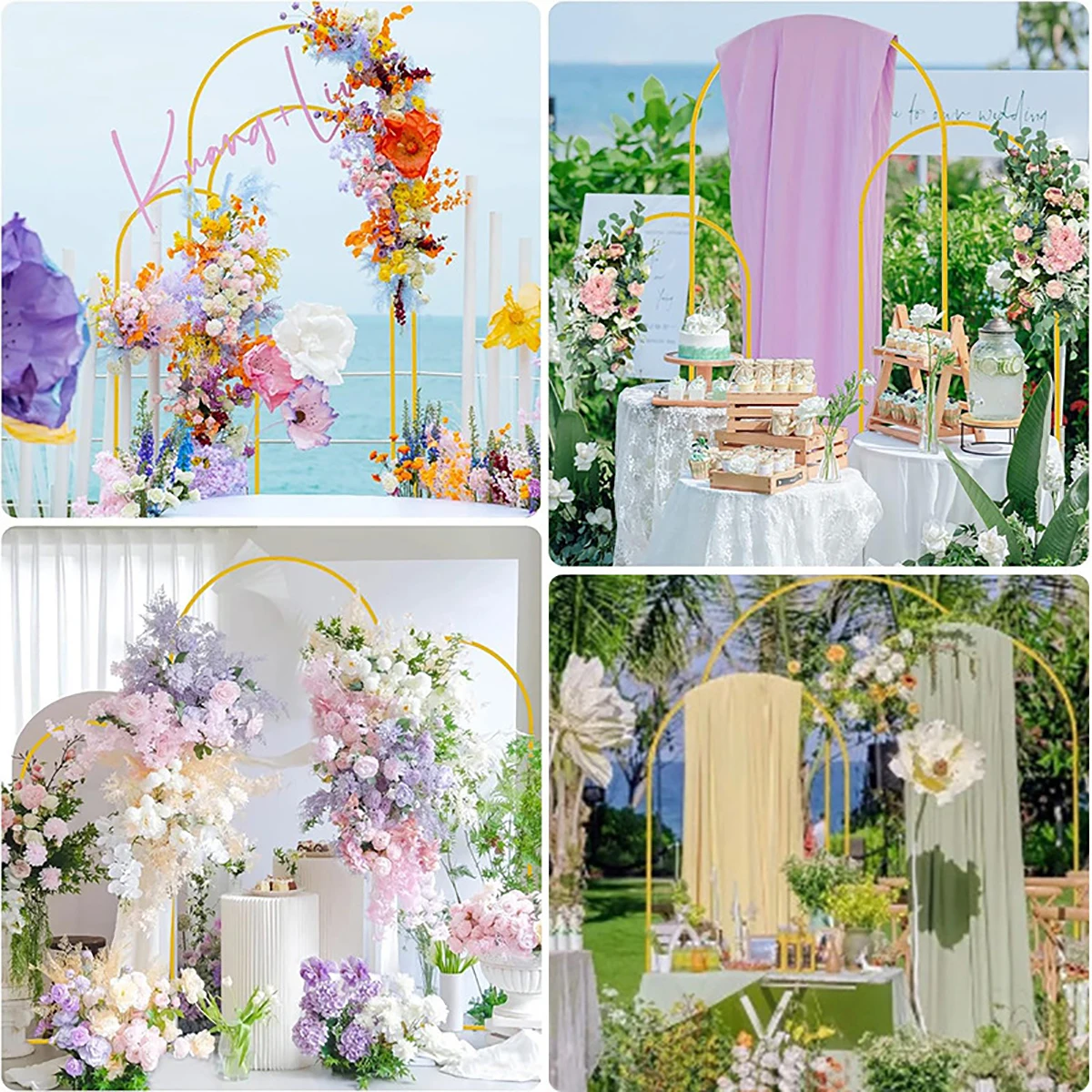 Soporte de arco de boda de 7,2 pies, marco de fondo de Metal, globos, soporte de flores, accesorios de decoración de jardín de fiesta de cumpleaños de boda