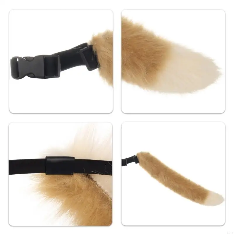 Plush-Look Animal Ear Headband, Cream and Light Tan Costume Accessory for Role Play, Costume Wear and Party Styling Y166