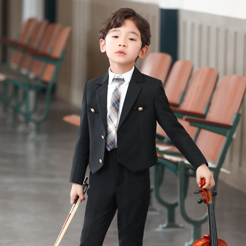 New Arrival Fashion Dress Performance Boys' Suit, College Style Small Host Walk Show Piano Performance Size 110-130 140 150 160