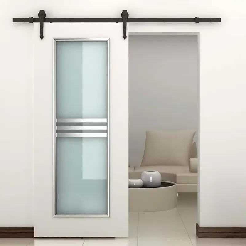Float Sliding Frost Glass Aluminum Double Barn Door