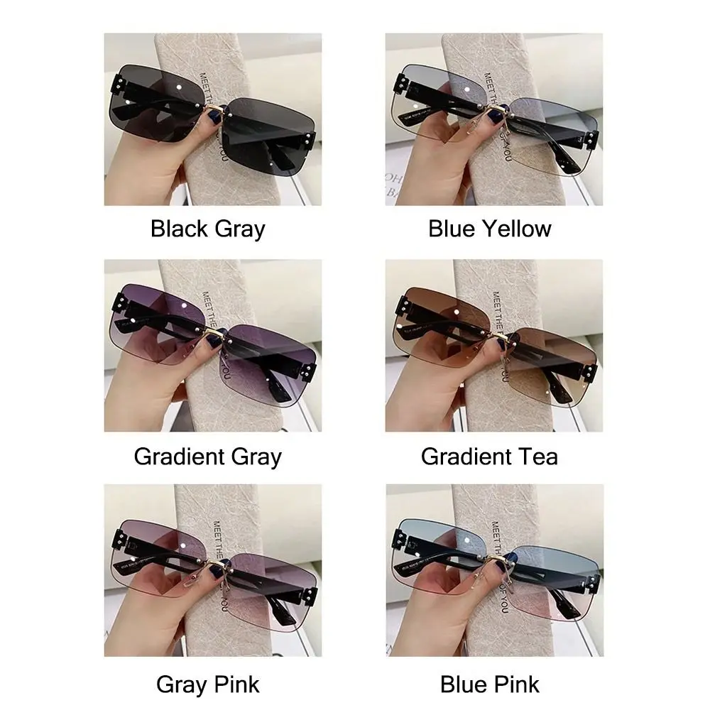 Gafas de sol sin montura rectangulares con lentes degradadas UV - imagen 4