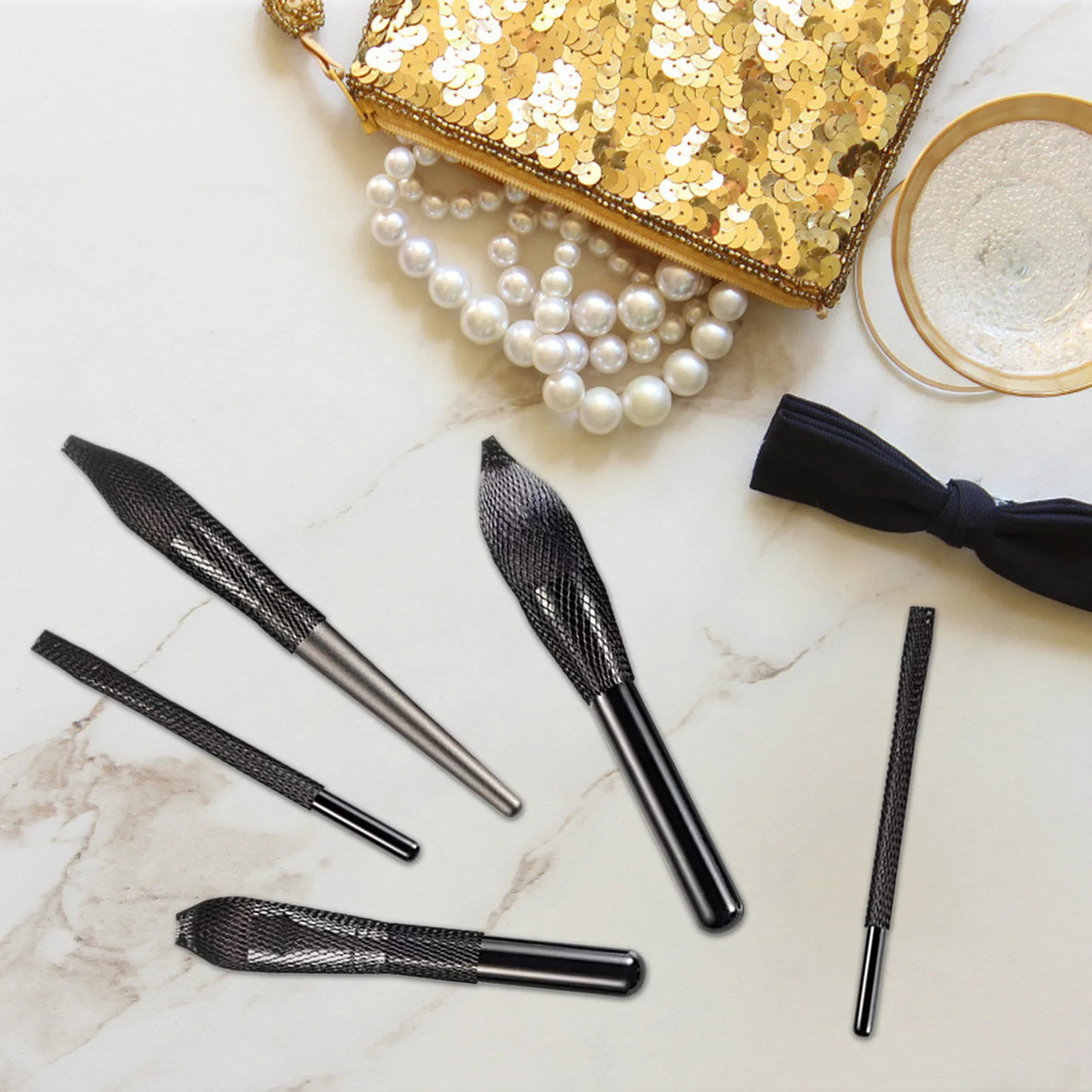 Juego extensible de cubiertas de malla para herramientas protectoras de brochas de maquillaje, 100 Uds.