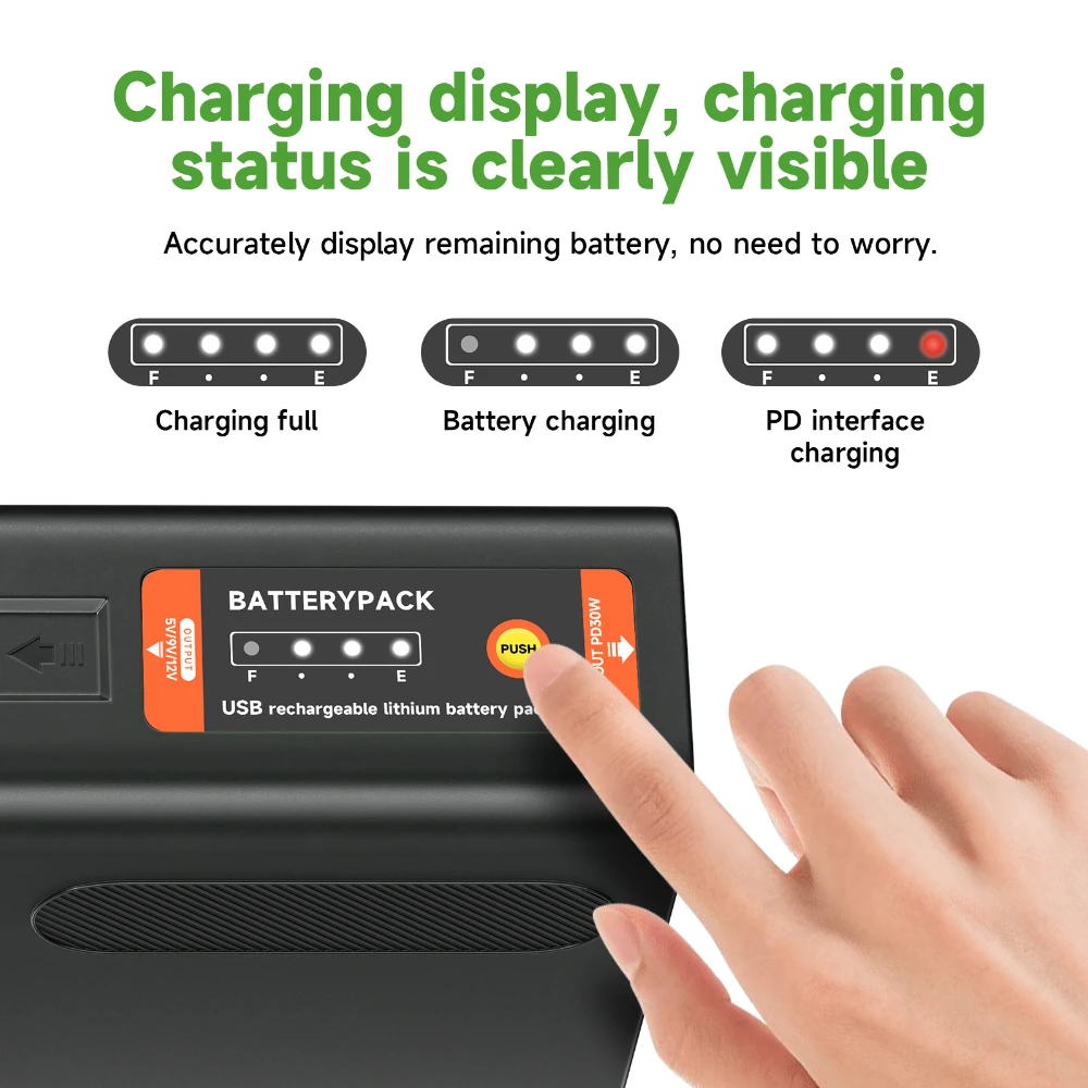 NP F990 NP F970 Battery 13800mAh NP-F980 Battery with PD30W USB Fast Charging Cable for Sony NP F960 NP-F750 F770 MC1500C PLM-10