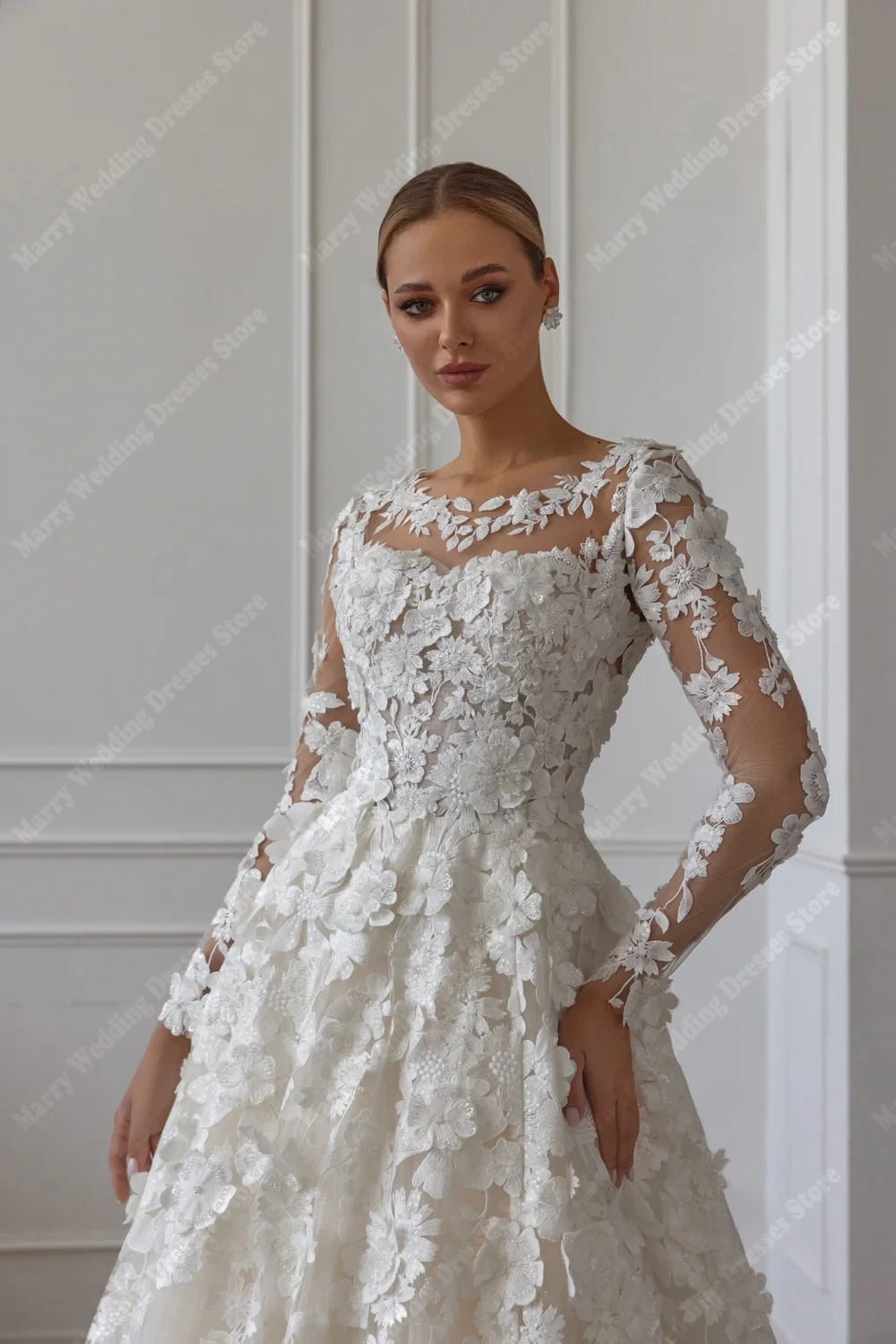 Boho Exquisite A-Line Abiti da sposa da donna Scoop Neck Luxury Shine Abiti da sposa Banchetto di fidanzamento Robe De Mariée Personalizzato