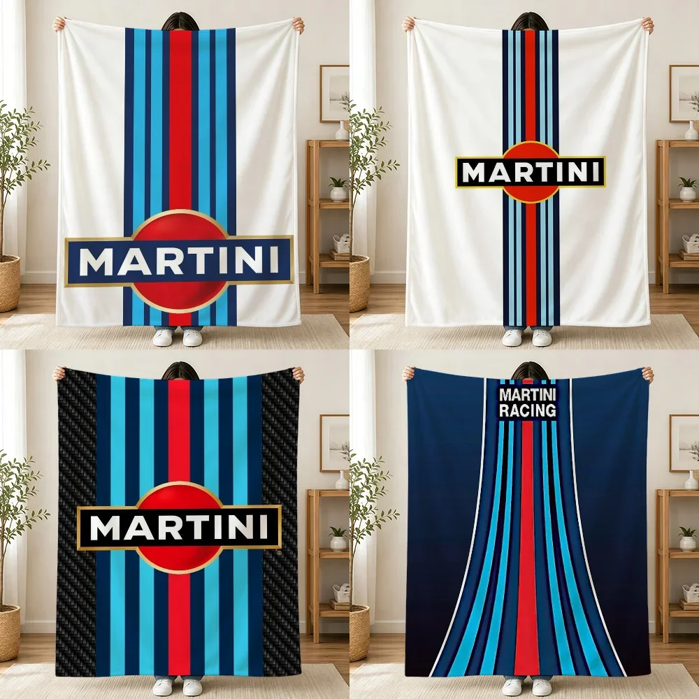 Retro Racing Stripe Throw Blanket for Sofa Couch Decor Automotive Style Gift Idea 150x230cm