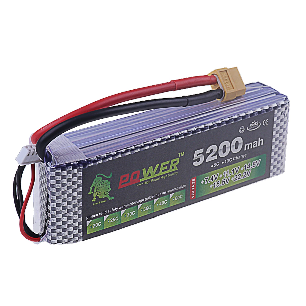 2 S/3 S/4 S/6 S 7.4 v 11.1 v 14.8 v 22.2 v 5200 mah Lipo Batterij 60C Voor RC Speelgoed Auto Vrachtwagen Boten Drone Helikopter Onderdelen Met XT60 T Deans