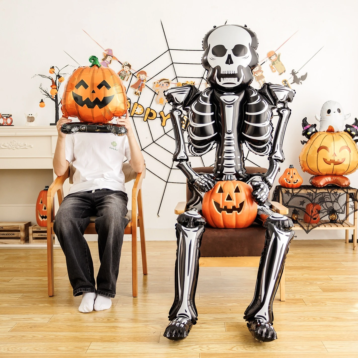2026 Halloween Decoration Pumpkin Mummy Ghost Aluminum Foil Balloon Ghost Festival Party Decoration Balloon Courtyard Halloween