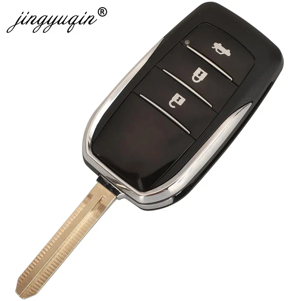 jingyuqin Modified Flip Remote Key Shell Case Fob for Toyota Camry Corolla Prado 120 RAV4 Kluger Previa FJ Cruiser Land Cruiser