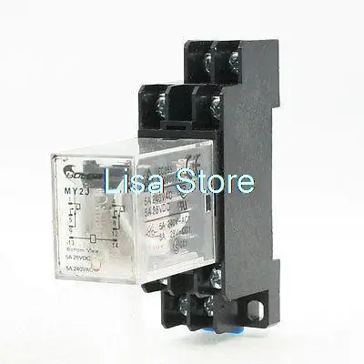 AC 110V Coil 8 Pin DIN Rail Electromagnetic Power Relay 8 Pin 5A MY2J w Base
