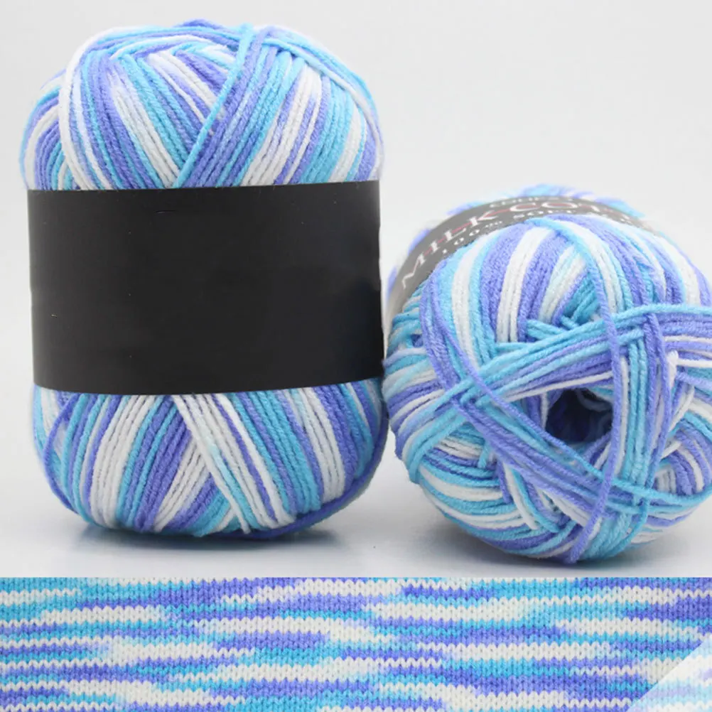 

5 Rolls Multicolor Gradient Cotton Crochet Thread Knitting Three-Ply Soft Hand Knitting Yarn For Blankets Socks Decorative
