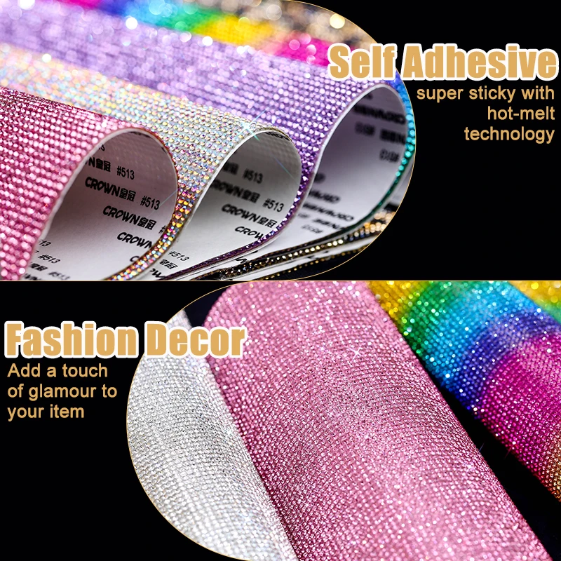 12*20cm/24*40cm Selbstklebende Strassborte, glitzernde 3D-Kristalle für DIY-Dekoration, leicht zu schneiden und anzubringen, Glassticker – Detail 3