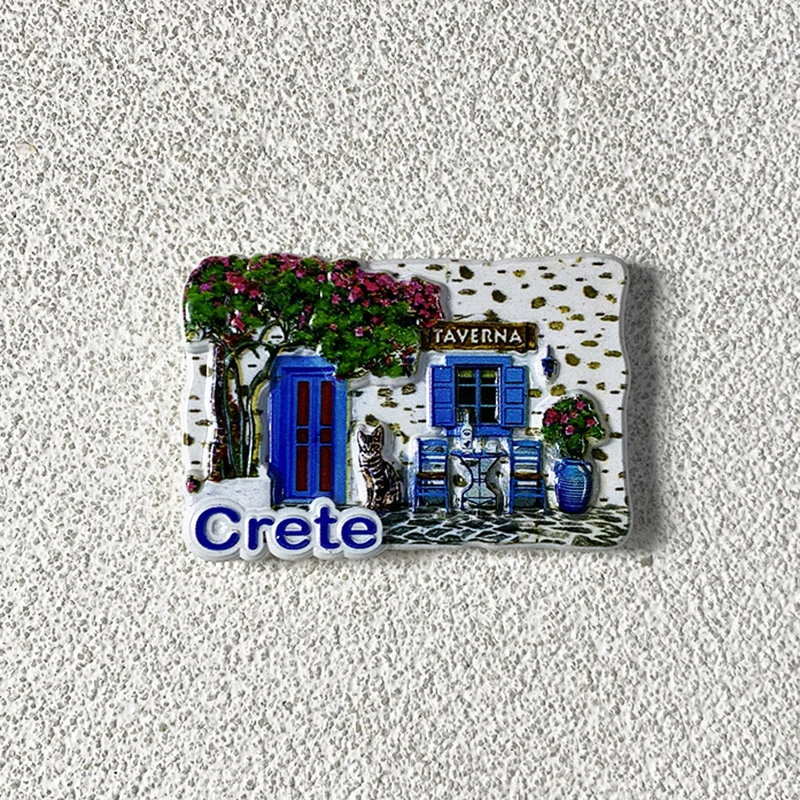 

Crete Island Vacation Resort Fresh Flowers Courtyard Scenery Residential Tourism Souvenirs Stereo Magnetic Refridgerator Magnet