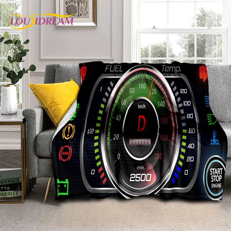 3D Car Dashboard Machine Control Screen Racing Soft Flannel Blanket for Beds Bedroom Sofa,Throw Blanket for Outdoor Leisure Nap