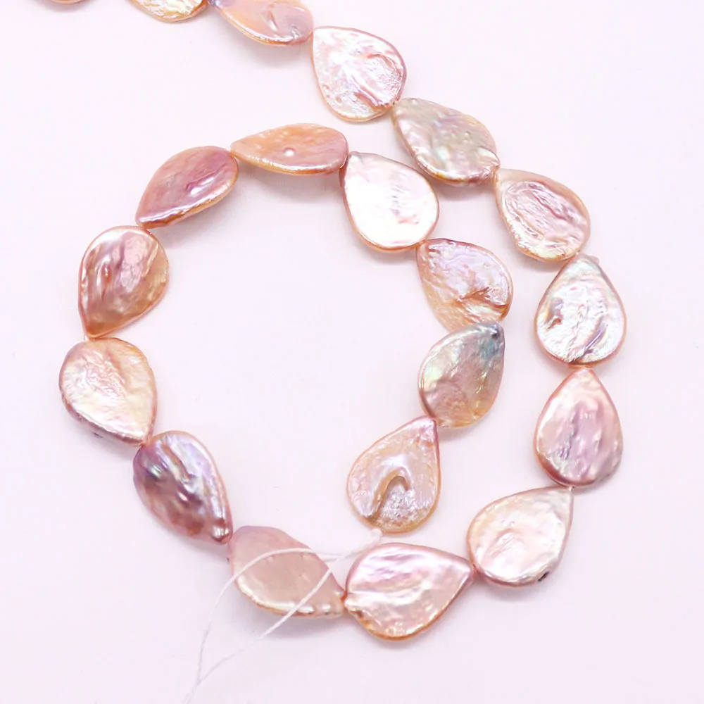 

14x19mm Natural Purple Irregular Teardrop-shaped Pearls Straight-hole Beaded Strings DIY Fashion Bracelet Necklace Accessories