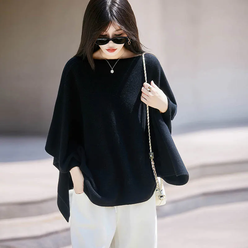 100% Merino Wool Women's One Collar Large Shawl Cardinals Fashion Casual Warm Skin Friendly Autumn and Winter Top Clothes