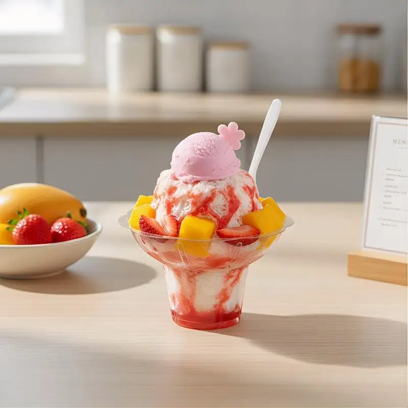 50 PCS Colorful Flower Shaped Snow Cone Cups Plastic Bowls Shaved Ice Summer Festival Birthday Supplies
