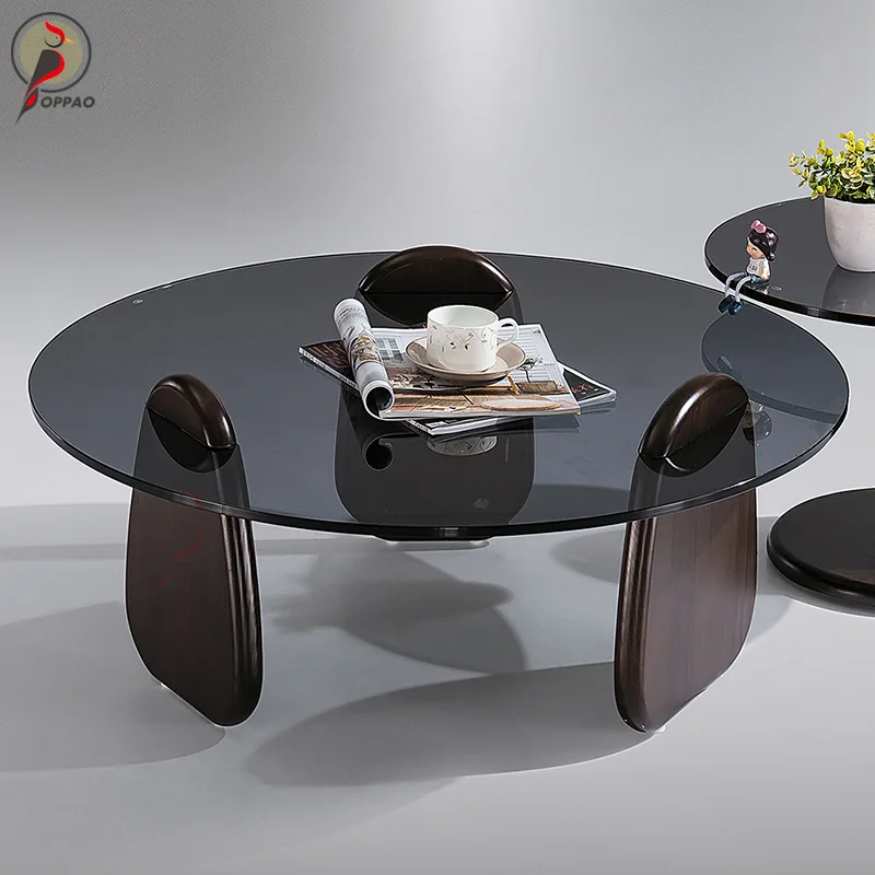 Mesa de chá de vidro redonda pequena mesa de centro sala estar casa nordic internet celebridade luz luxo italiano