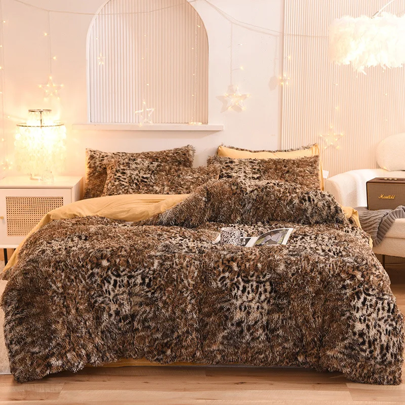 

Korean Ins Mink Fleece Bed Linen Four-piece Set Winter Flannel Bedding Thick Milk Coral Fleece Cover Queen Bedding Set Bed Set