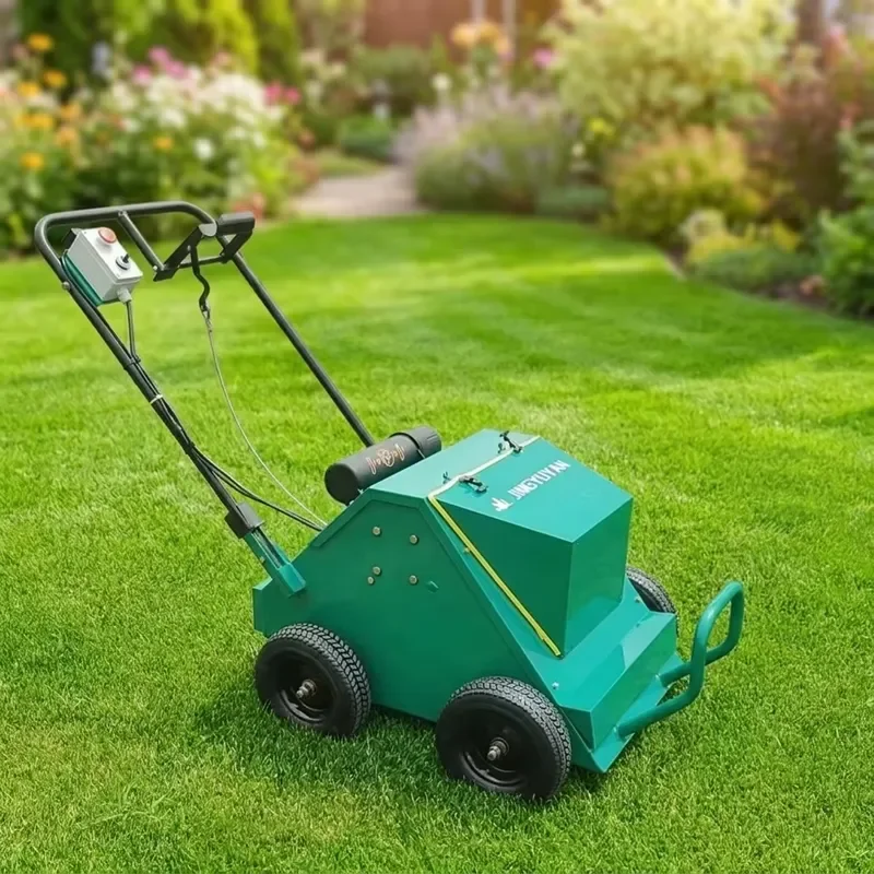 Jy180 Lawn Aerator Corer Machine Lithium Battery Green Color 2500m/h Efficiency 6-9mm Port Size for Lawn Perforation