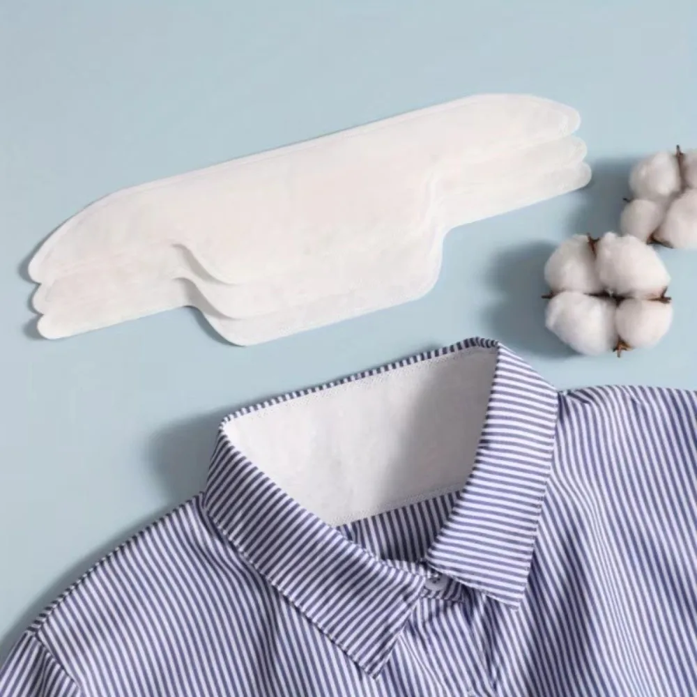 10Pcs Anti Perspiration Collar Sweat Patches Disposable White Collar Sweat Pads Anti-Dirty Sweatproof Shirts Stickers
