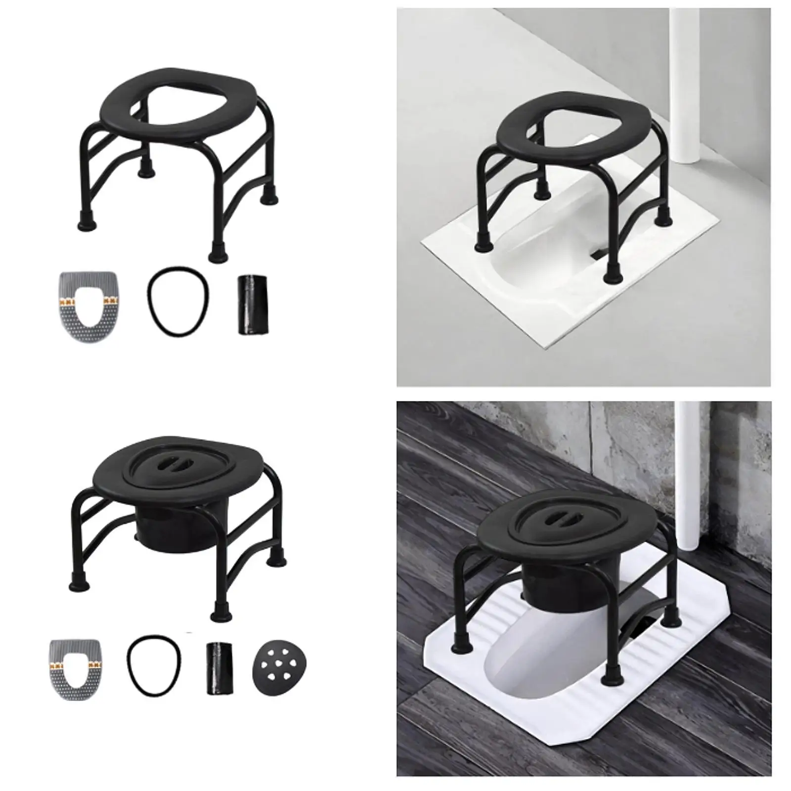 

Seniors Squatting Toilet Stool Chair Squat to Sit Thickened Tube Stable Bottom Camping Comfortable Commode Stool Portable Toilet