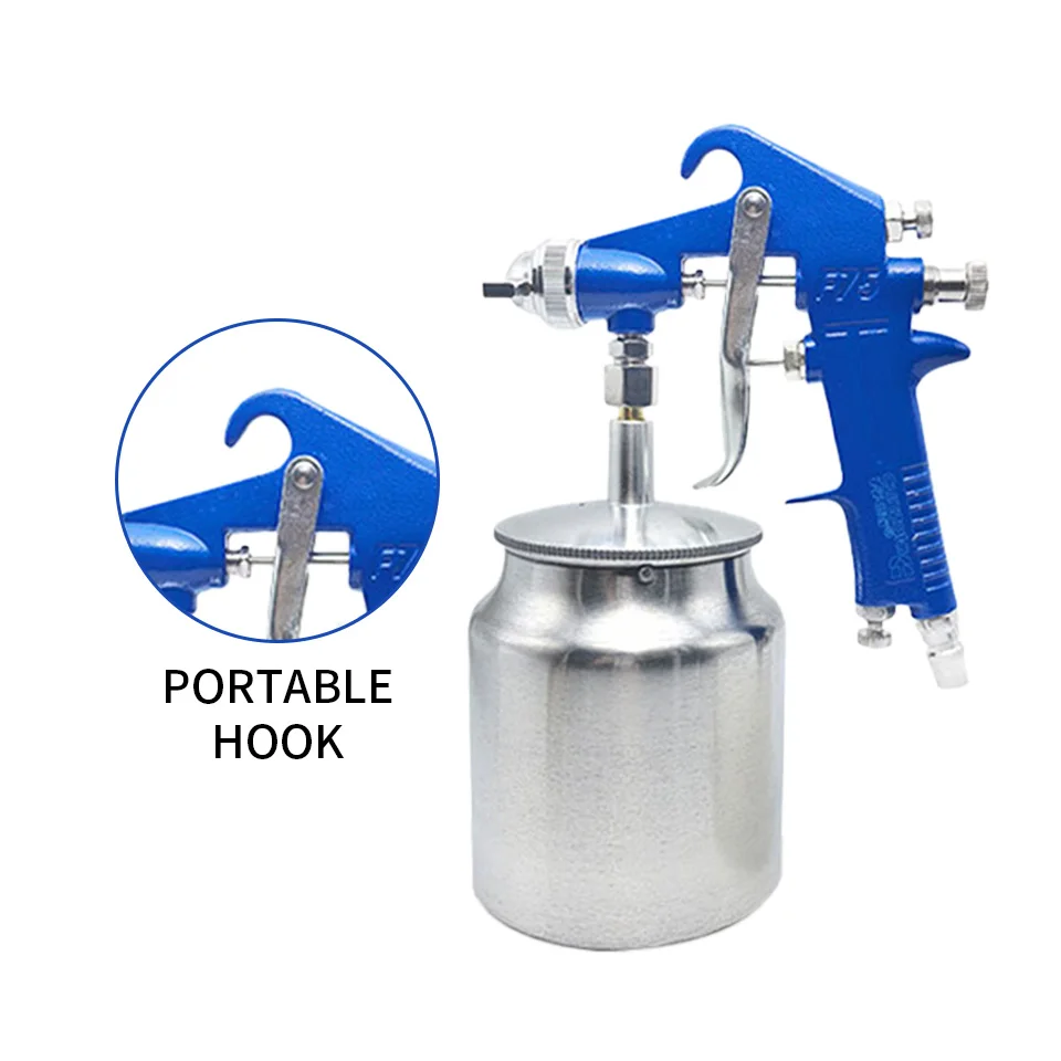 Cunqi F-75S Pneumatic Suction Feed Spray Gun, 1.5mm Copper Nozzle and Copper Cap, 750ml, Hvlp High Atomization Paint Spray Gun Tool