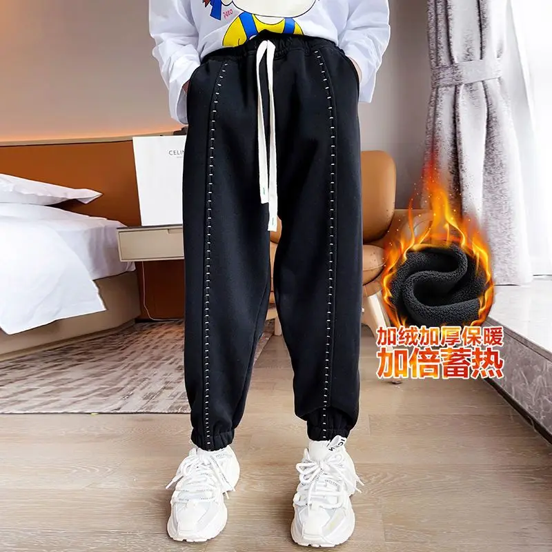 

Teens Boys Girls Autumn Winter Kids Casual School Sport Pants Fleece Trousers Jogger Pant Children Loose Sweatpant Kids Clothes