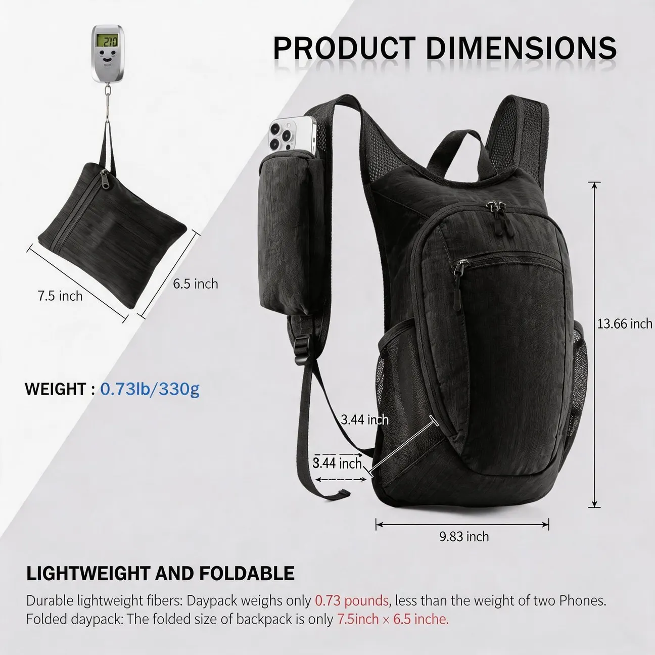Small Capacity One Day Lightweight Hiking Travel Backpack Foldable Storage With Storage Bag for School and Work