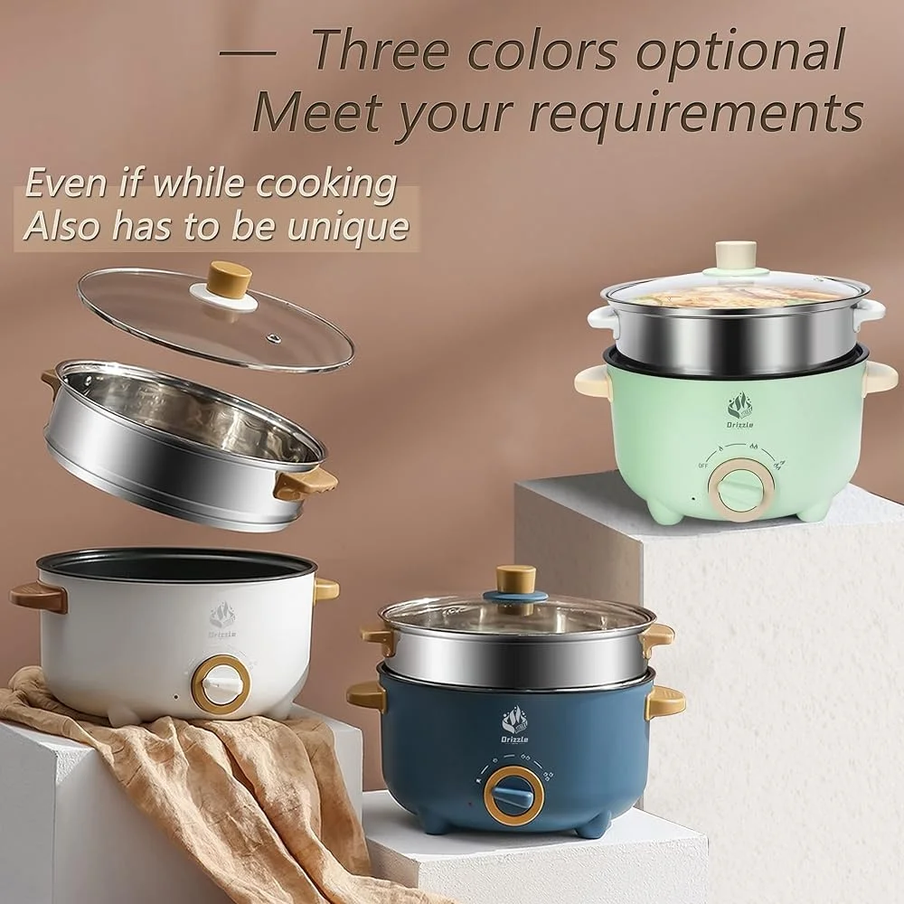 3L Multifunction Hot Pot Cooker Skillet Steamer Electric Non-Stick Frying Pan Grill Frying Braising Steaming Stir-fry Noodles