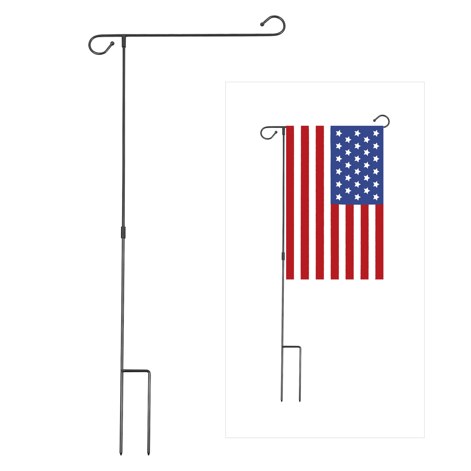 

Garden Iron Flag Pole Sturdy Outdoor Yard Flags Stand Banner Bracket Metal Flag Holder for Wind Resistant Garden Display