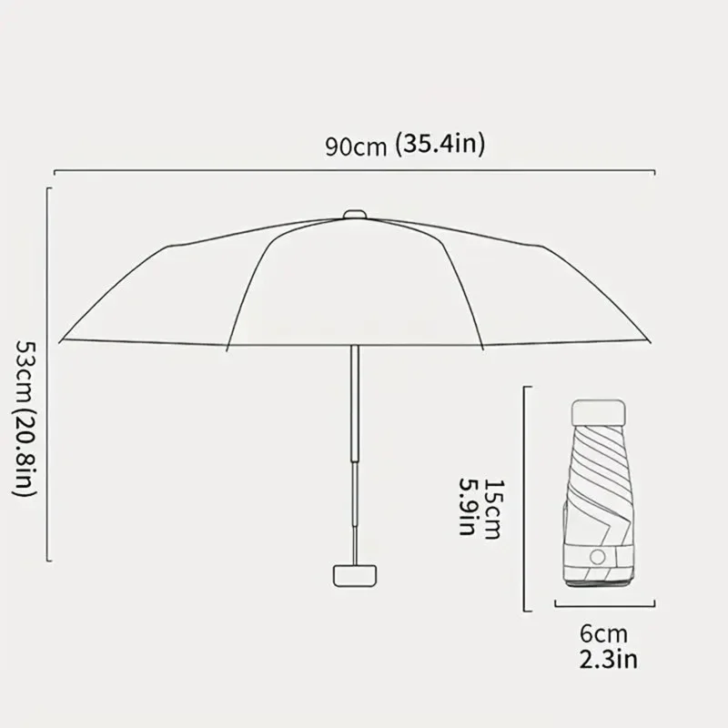 Mini Portable Umbrella Sun Umbrella With  Case Set Parasol Rain and Shine Dual Use Unisex Travel Protable Folding Pocket Mini