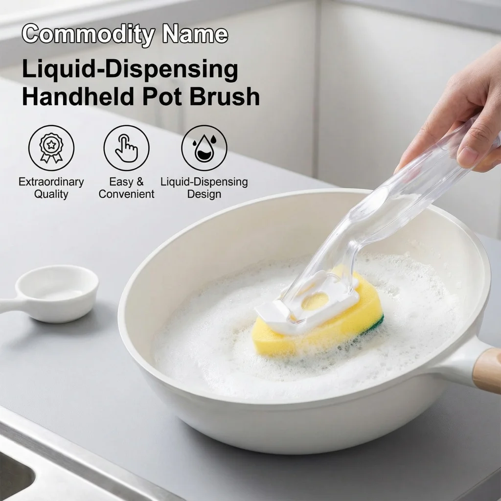 

Sponge Pot Scrubber Kitchen Sink Cleaning Brush, Effective Dish Washing Tool for Home Kitchen, Durable Scrubbing Sponge Brush