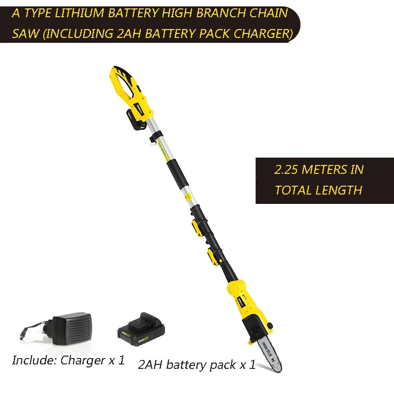 20V Lithium Battery Rechargeable High Branch Chain Saw 2AH/4AH Electric Telescopic Chain Saw Greening Garden Fruit High-altitude