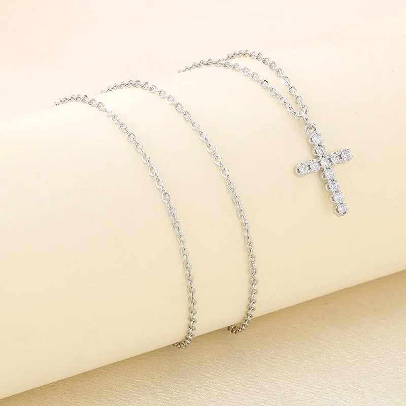 

Cross Necklace For Women Plated Silver Cubic Zirconia Simulated Diamond Cross Crucifix Pendant Necklace Jewelry Easter Gift