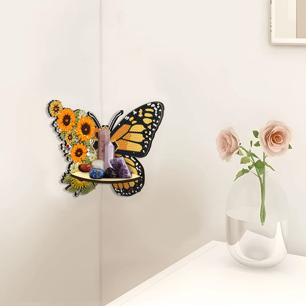 

Butterfly Sunflower 5D DIY Diamond Painting Art Corner Shelf for Kitchen Bedroom