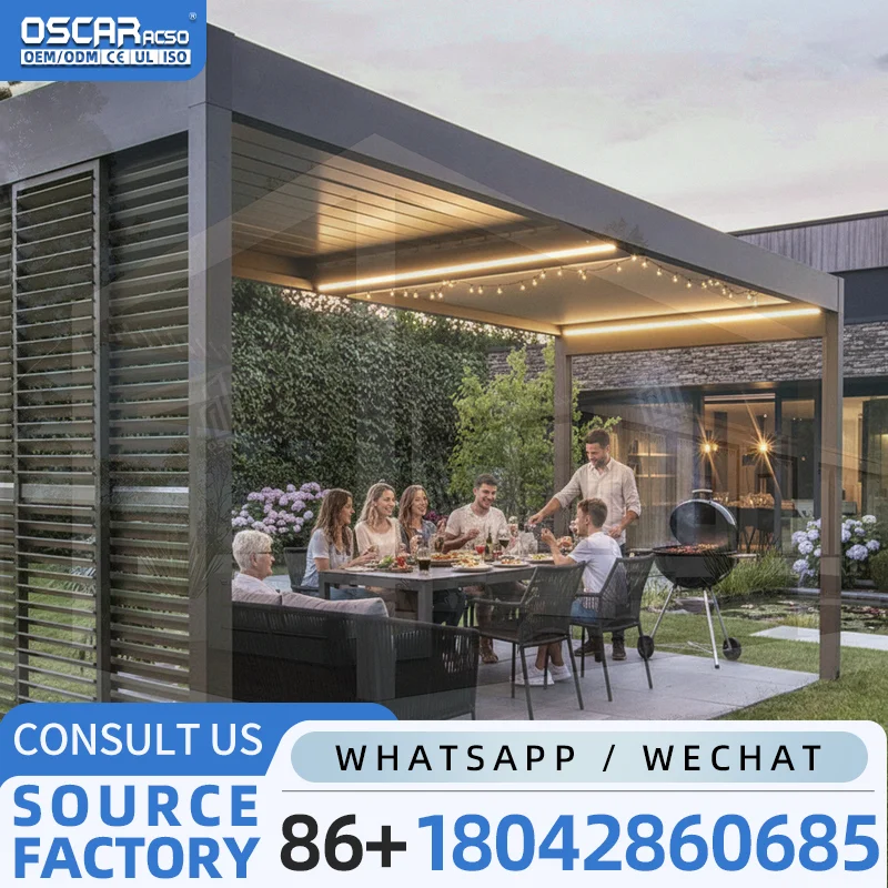 Outdoor Privacy Panels Waterproof Electric Shade providing Garden Gazebo Lighting Roof Pergola Decorative Screening for Backyard
