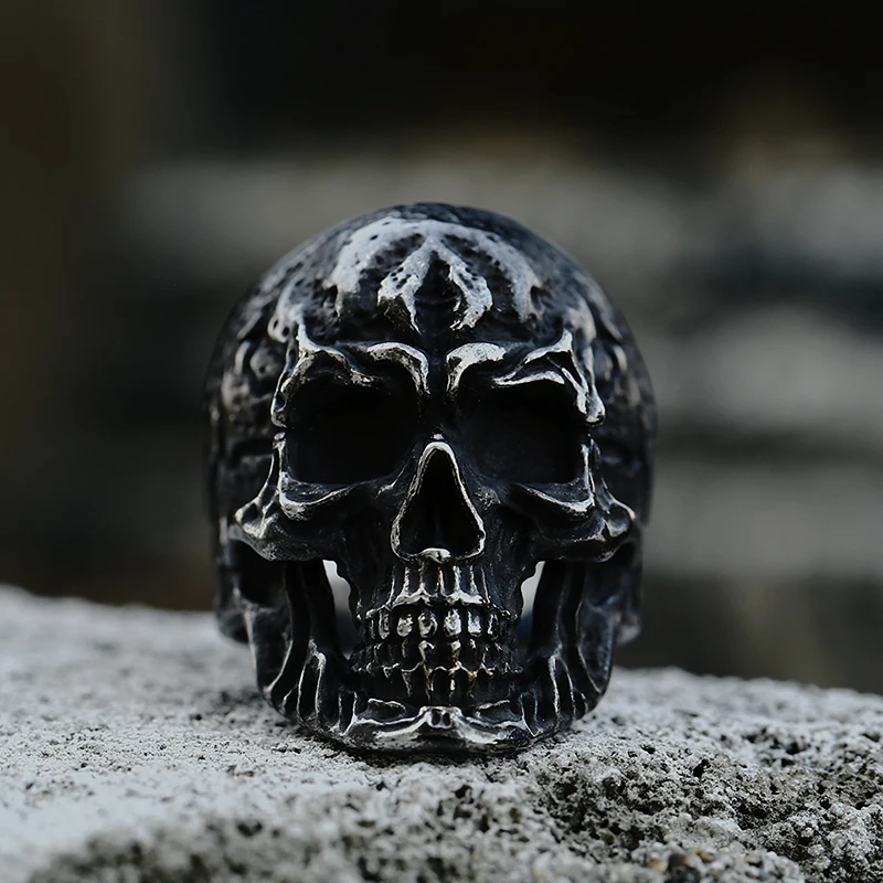 BEIER 2022 New Fashion Ghost Skull Head 3D Ring Punk Hip Hop Biker Rocker Vintage Color  Trendy Jewelry Accessories Wholesale