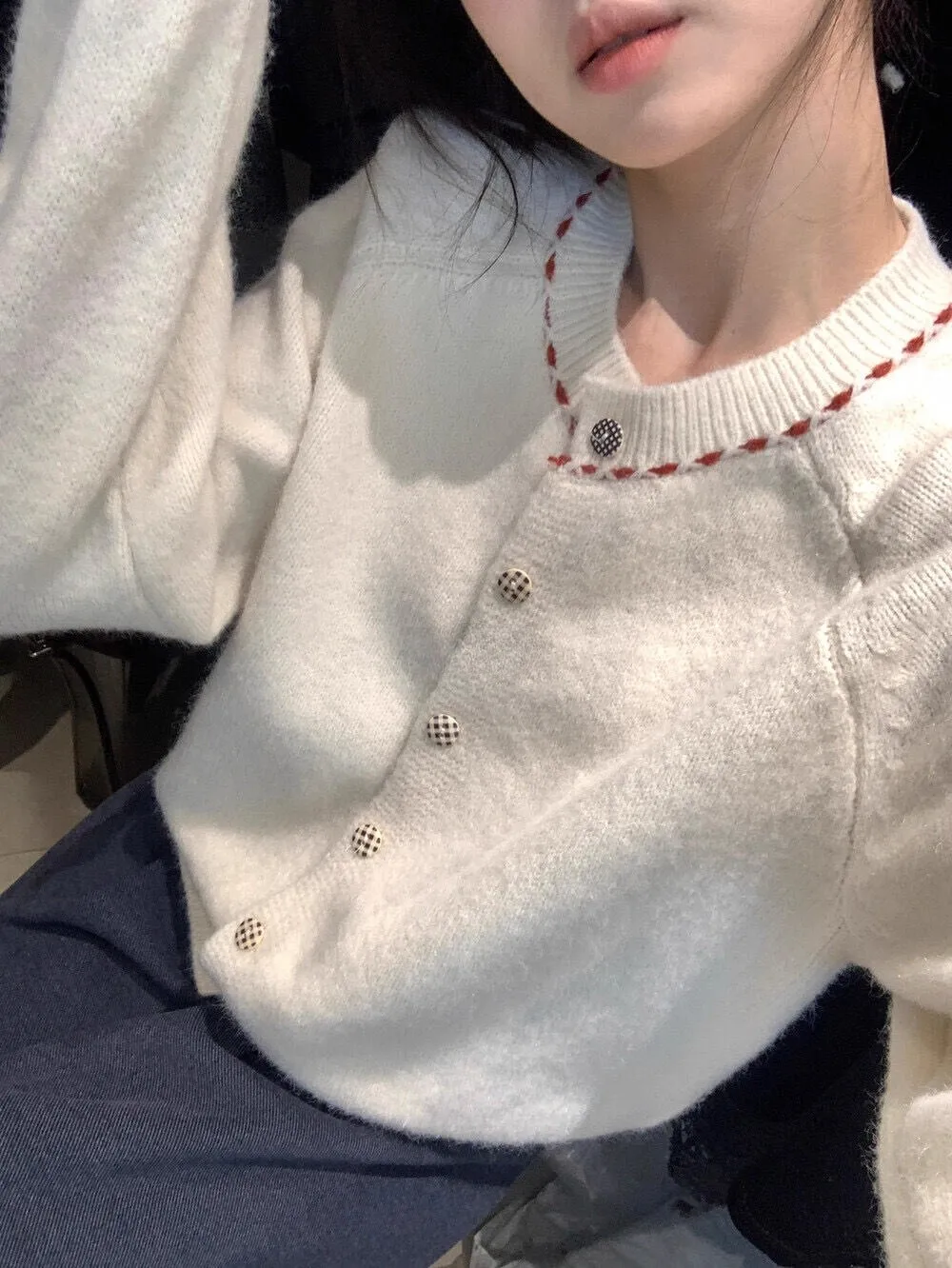 

Ранняя осень, новый вязаный открытый кардиган для средней школы, мягкий темпераментный свитер, топ для студентов, осенне-зимний дизайн