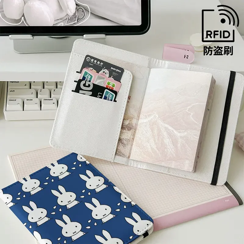 Miffy Kawaii Anime Cartoon Rabbit Card Holder Ins Style Passport Holder Document Package Protective Case Multifunctional Travel