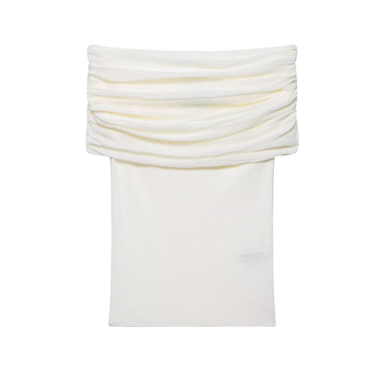 

PB & ZA2025 женский летний новый французский элегантный многослойный тонкий вязаный свитер на одно плечо с короткими рукавами