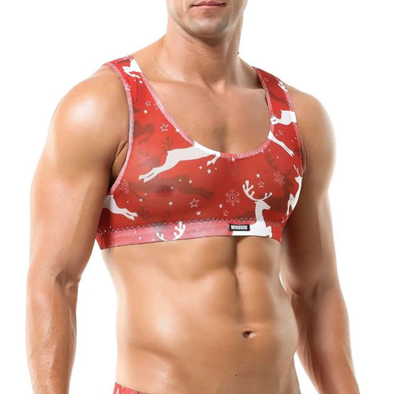 

Нижнее белье мужское прозрачное, майка с экзотическим сетчатым принтом в виде флага, Рождественский принт, для геев