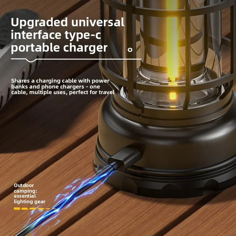 

Outdoor Multifunctional Camping Lantern Rechargeable Vintage Tent Light Waterproof High Bright Portable Light