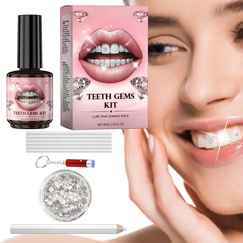 Tooth Gemstone Kit Gel Light Cure Adhesive Firm Reliable Precious Stone Crystal Tooth Ornaments Jewellery Tooth Ornaments