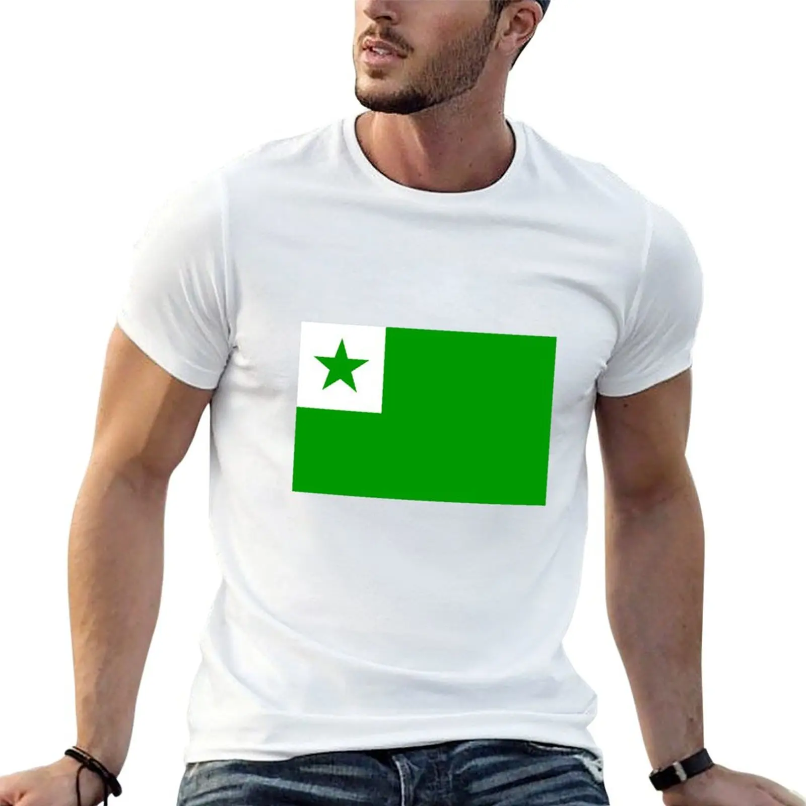 man Official Flag t tshirt shirts cotton brand quality luxury Esperanto high T-Shirt 100%